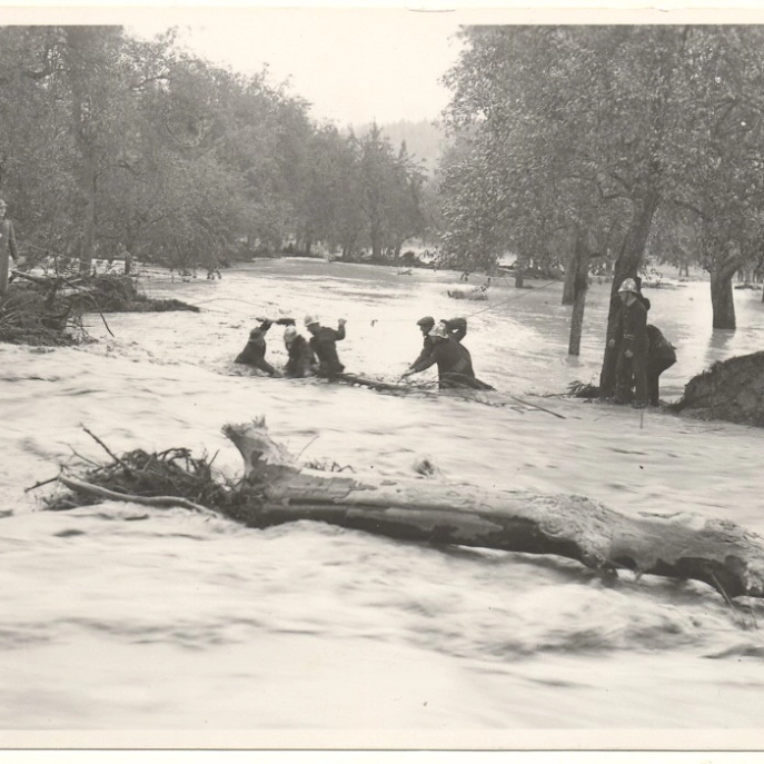 Überschwemmung im Deinikoner Boden nach Unwetter 1934