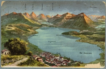 Ansicht Zugersee mit Rigi und Rossberg 1906