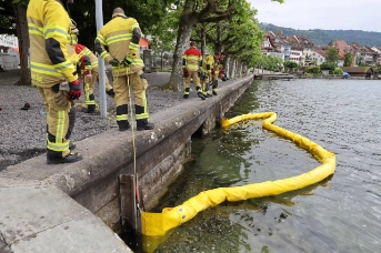 Ölsperre im Zugersee