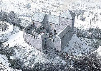 Ansicht der Burg Zug im Winter