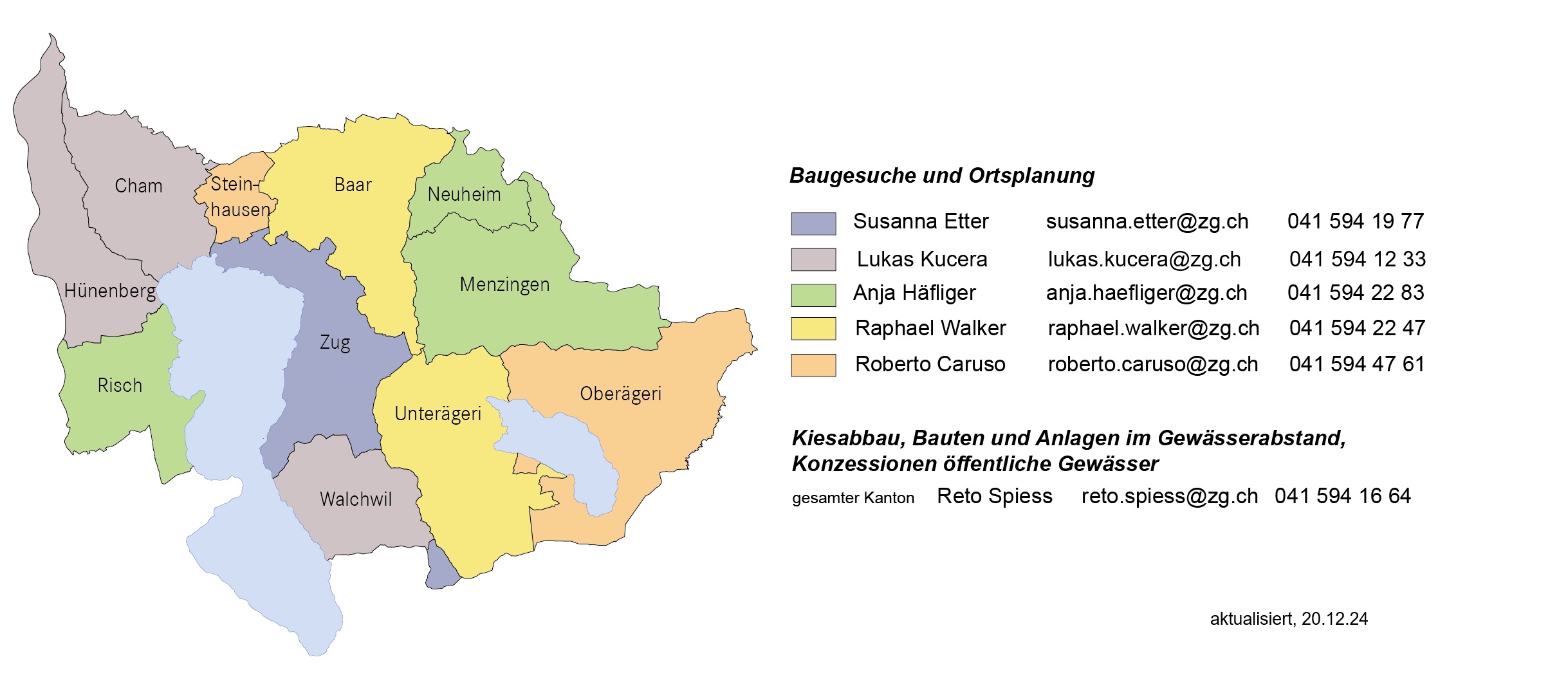 Zuständigkeiten und Gemeindezuteilung Koordinationsstelle Planungen und Baugesuche